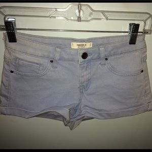 light wash denim shorts